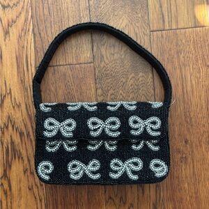 Viral black beaded bow bag